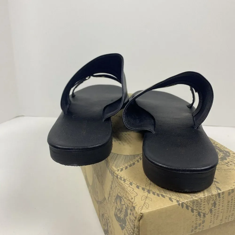 New Free People Women's‎ Size 11 Mila Flats Sandal Slides Black Minimalist Boho